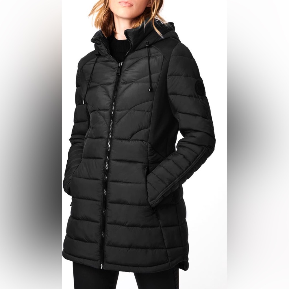 Bernardo Packable Hooded Ecoplume Walker Coat